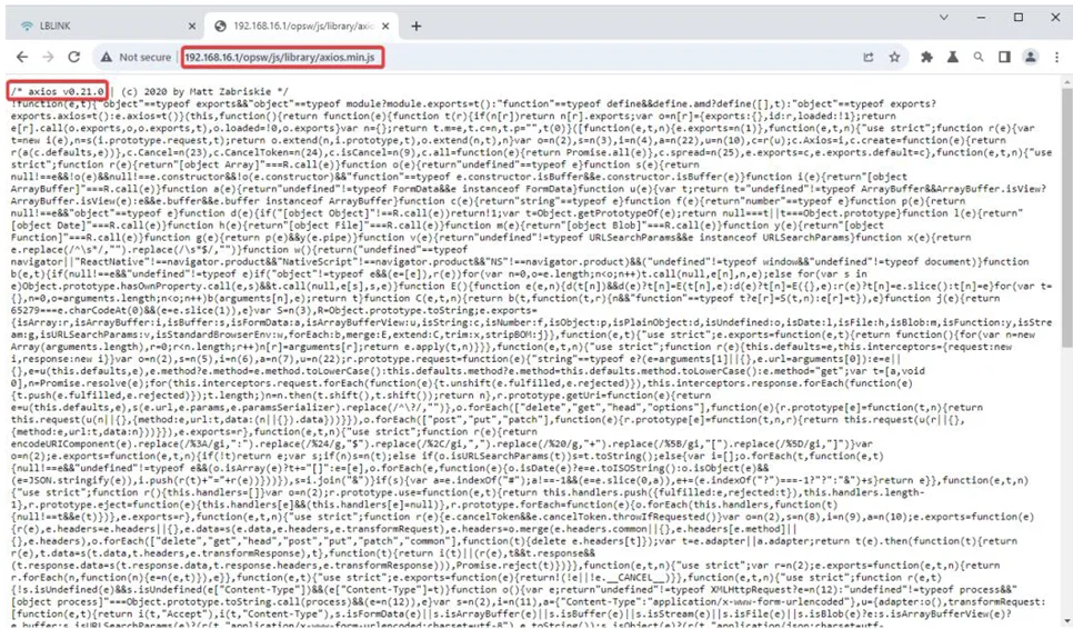 Outdated JavaScript Library - axios.min.js