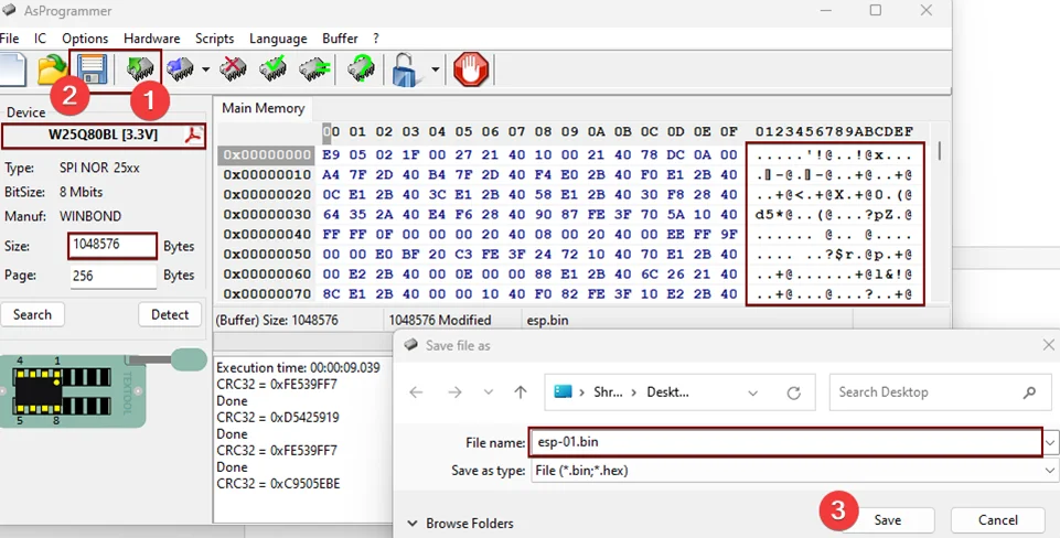 reading n dumping firmware