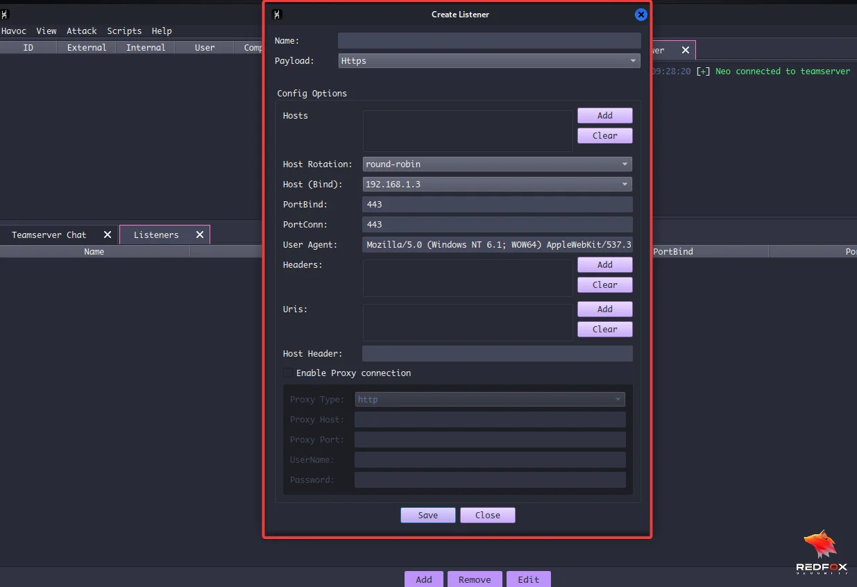 Configuring a listener