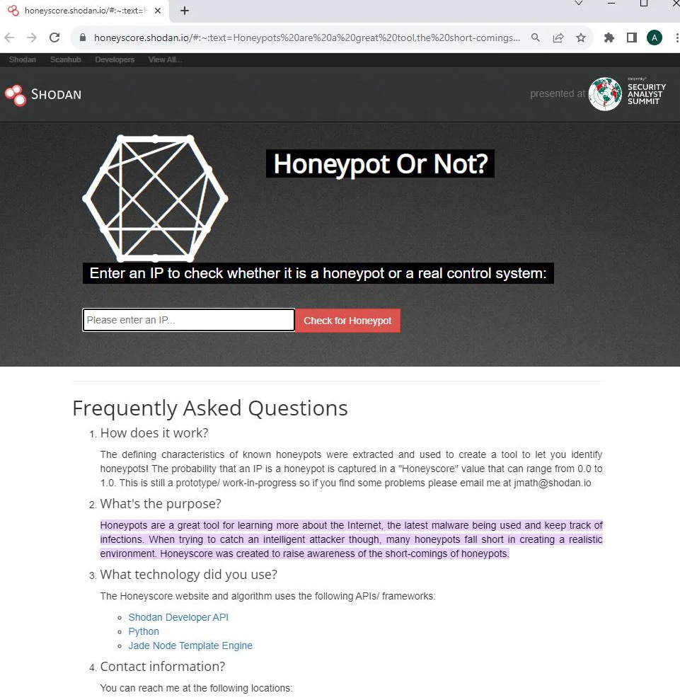 Honeypot Score