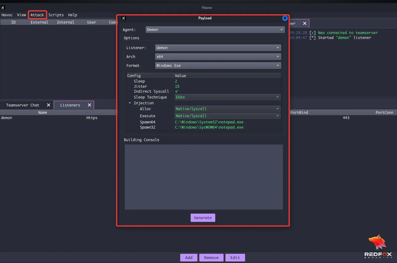 Setting up payload